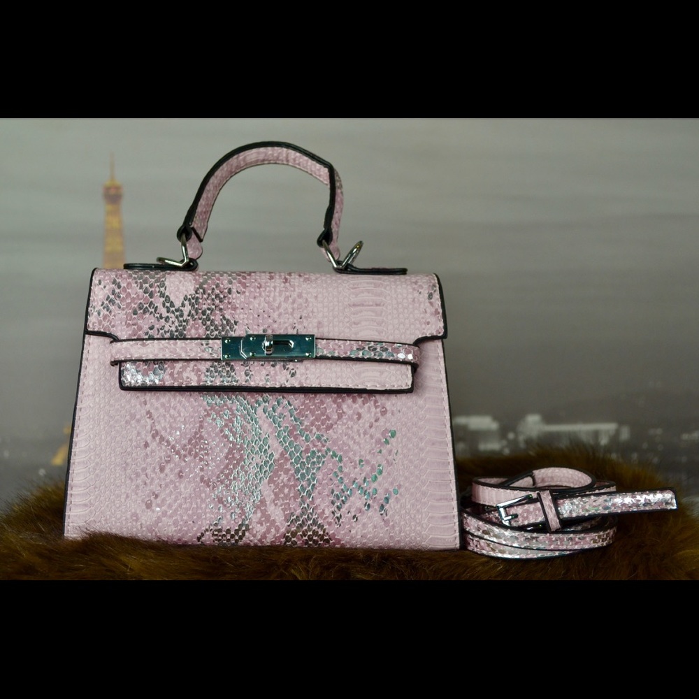 Snake skin color handbag